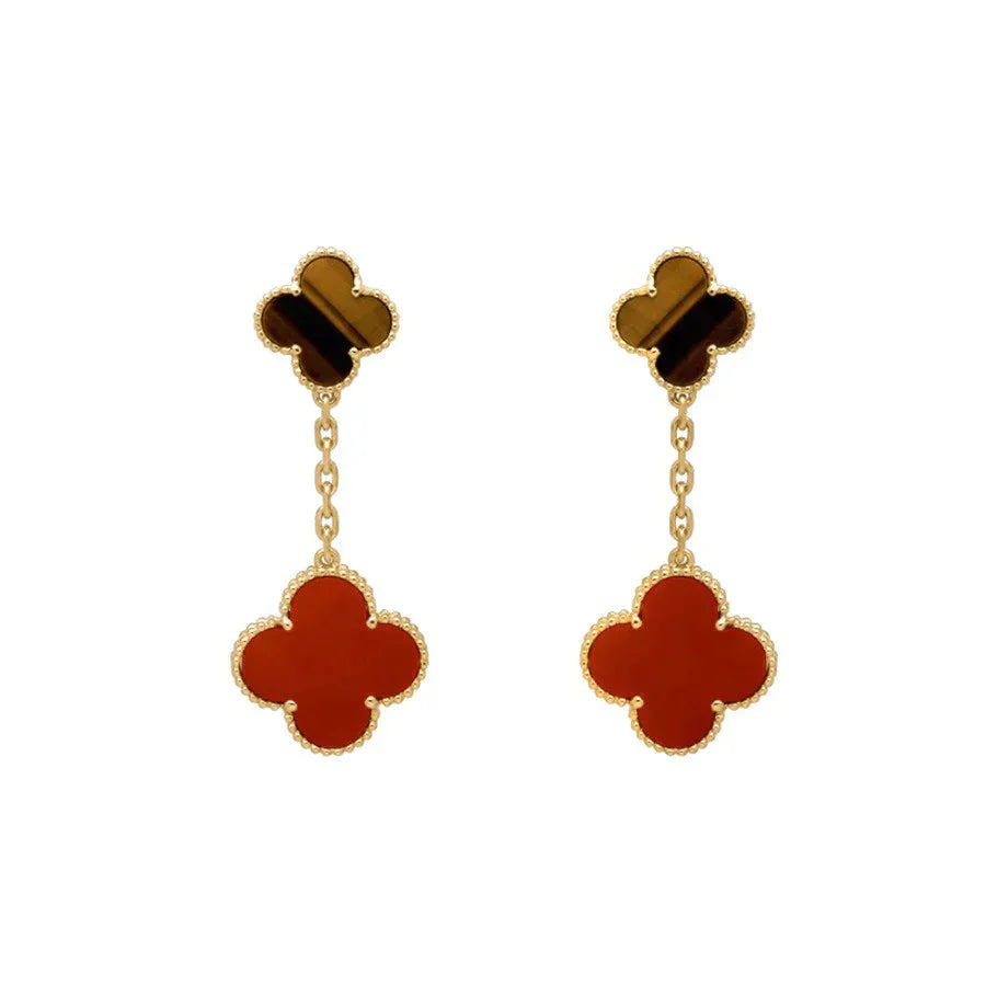 ¡®Twinkle jewelry¡¯CLOVER  2 MOTIF  TIGER EYE CARNELIAN EARRINGS