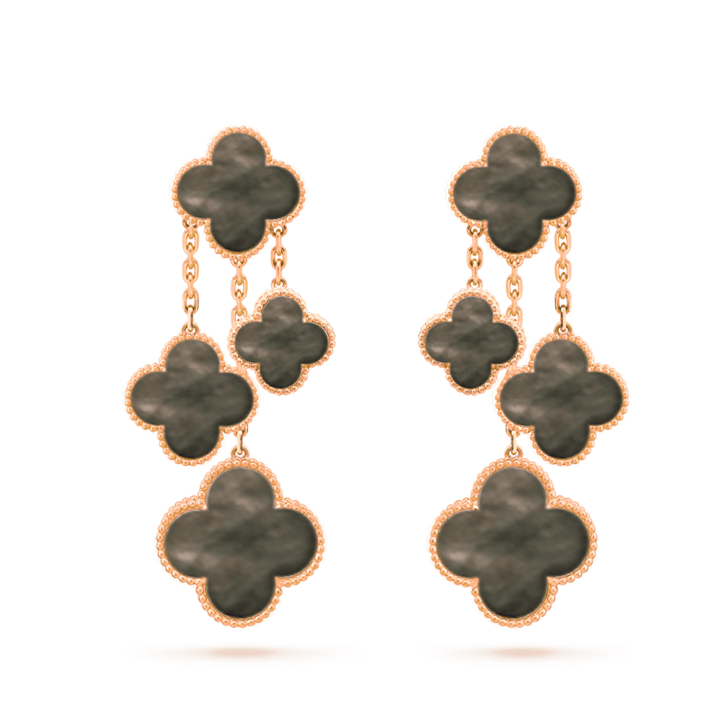 ¡®Twinkle jewelry¡¯CLOVER EARRINGS DARK MOP 4 MOTIFS ROSE GOLD