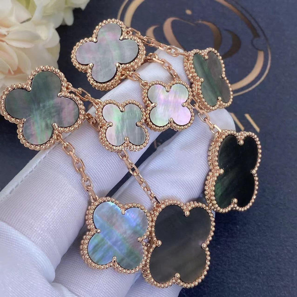 ¡®Twinkle jewelry¡¯CLOVER EARRINGS DARK MOP 4 MOTIFS ROSE GOLD