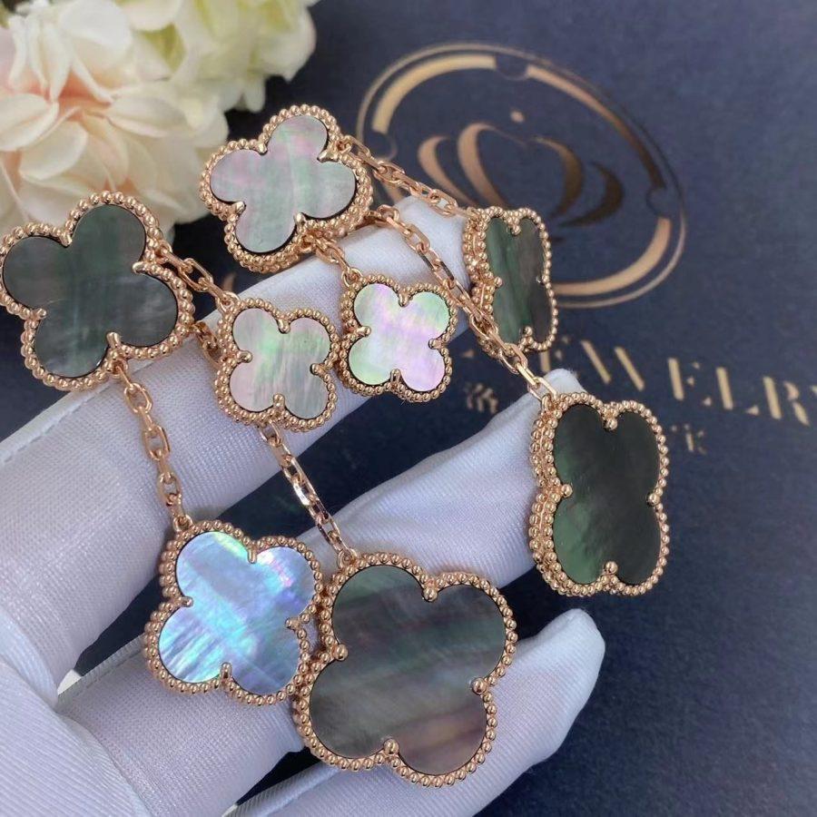 ¡®Twinkle jewelry¡¯CLOVER EARRINGS DARK MOP 4 MOTIFS ROSE GOLD