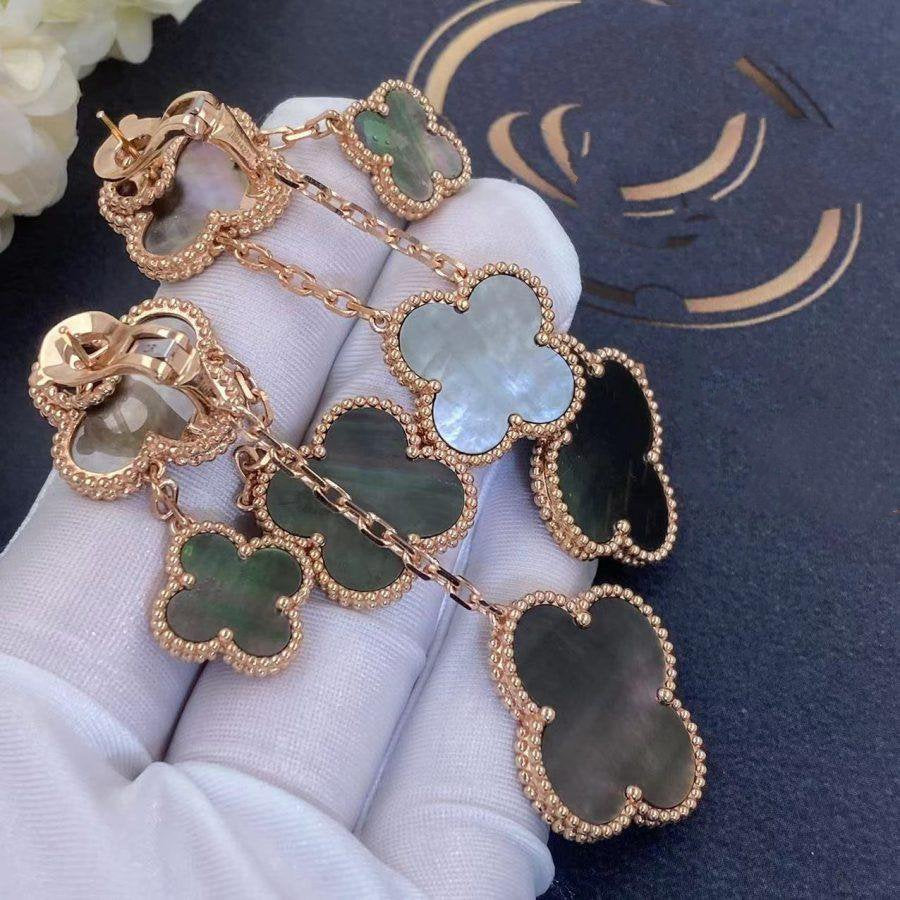 ¡®Twinkle jewelry¡¯CLOVER EARRINGS DARK MOP 4 MOTIFS ROSE GOLD