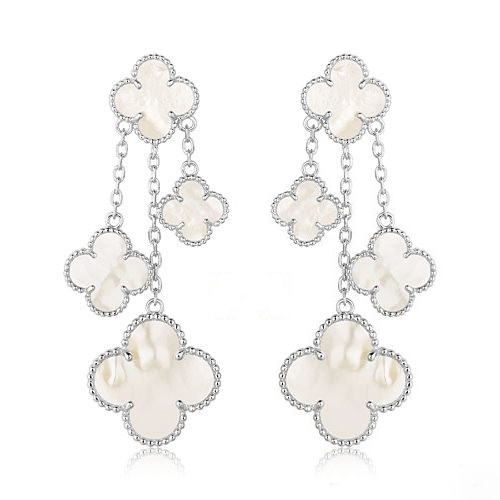 ¡®Twinkle jewelry¡¯CLOVER EARRINGS WHITE MOP 4 MOTIFS SILVER