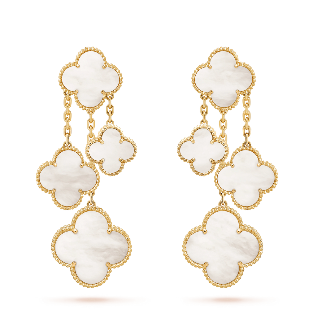 ¡®Twinkle jewelry¡¯CLOVER EARRINGS WHITE MOP 4 MOTIFS GOLD