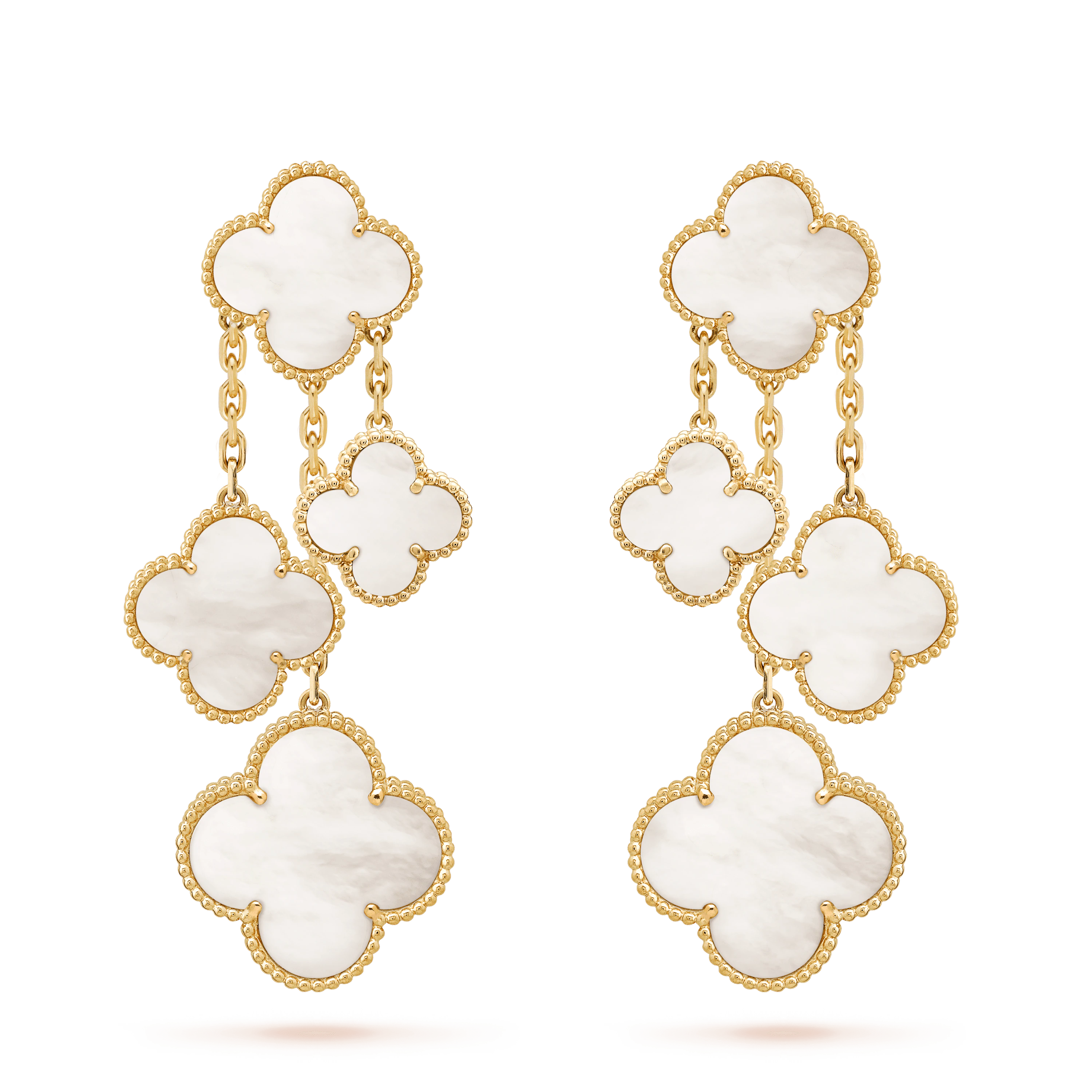 ¡®Twinkle jewelry¡¯CLOVER EARRINGS WHITE MOP 4 MOTIFS GOLD