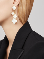 ¡®Twinkle jewelry¡¯CLOVER EARRINGS WHITE MOP 4 MOTIFS GOLD