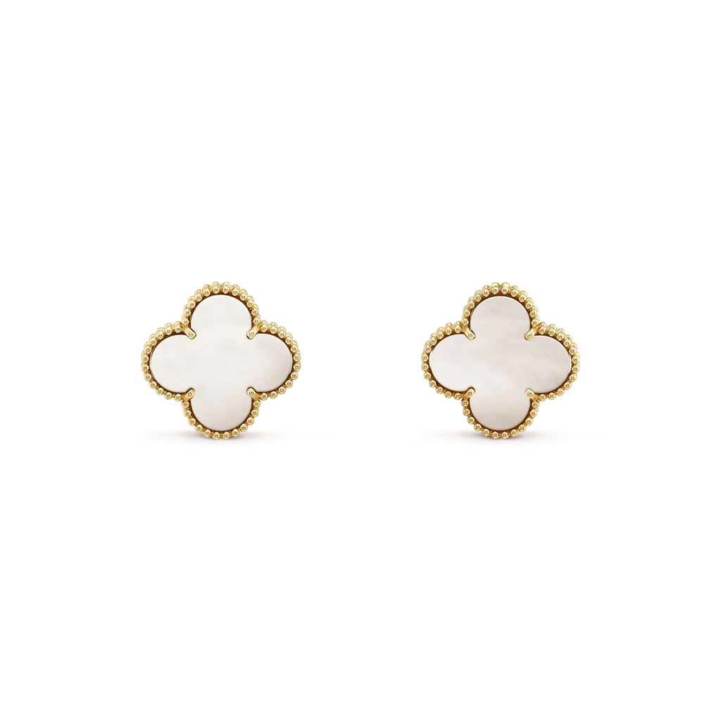 ¡®Twinkle jewelry¡¯CLOVER MEDIUM 1 MOTIFS  WHITE MOP STUD EARRINGS