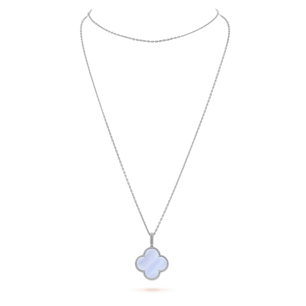 ¡®Twinkle jewelry¡¯CLOVER SILVER CHALCEDONY BIG CLOVER NECKLACE