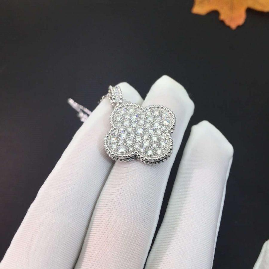 ¡®Twinkle jewelry¡¯CLOVER 25MM SILVER FULL DIAMOND BIG CLOVER NECKLACE