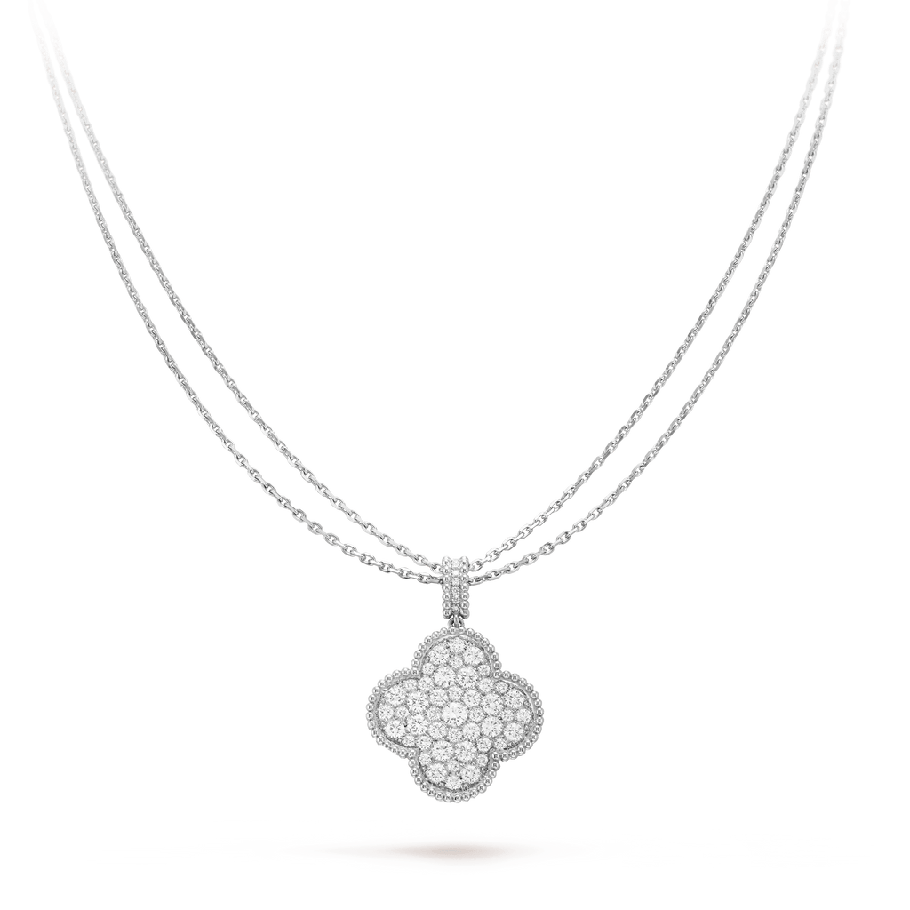 ¡®Twinkle jewelry¡¯CLOVER 25MM SILVER FULL DIAMOND BIG CLOVER NECKLACE