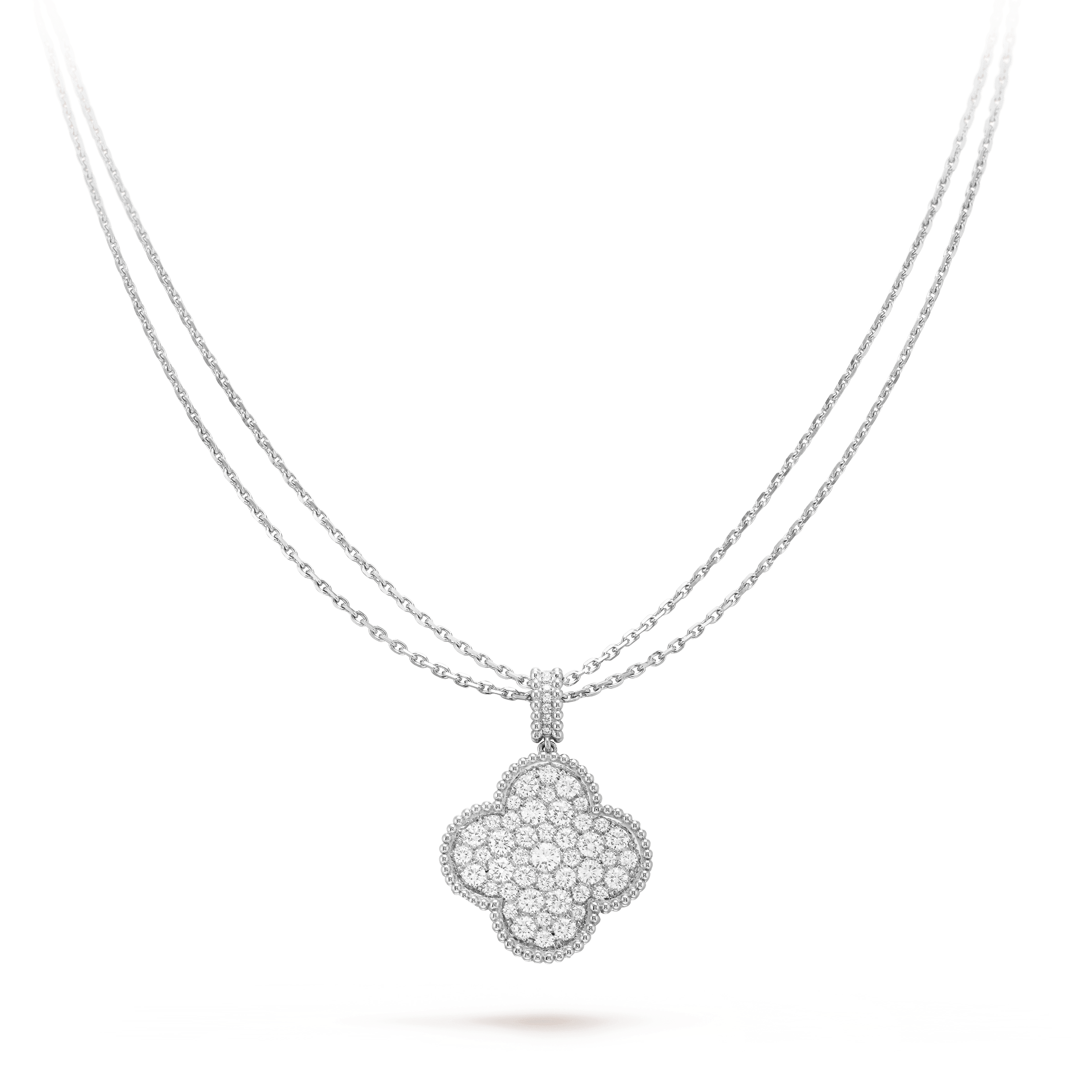 ¡®Twinkle jewelry¡¯CLOVER 25MM SILVER FULL DIAMOND BIG CLOVER NECKLACE