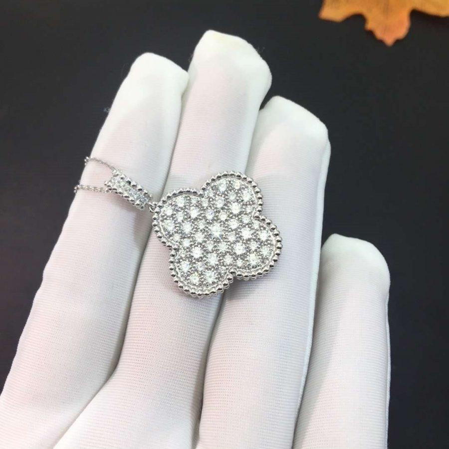 ¡®Twinkle jewelry¡¯CLOVER 25MM SILVER FULL DIAMOND BIG CLOVER NECKLACE