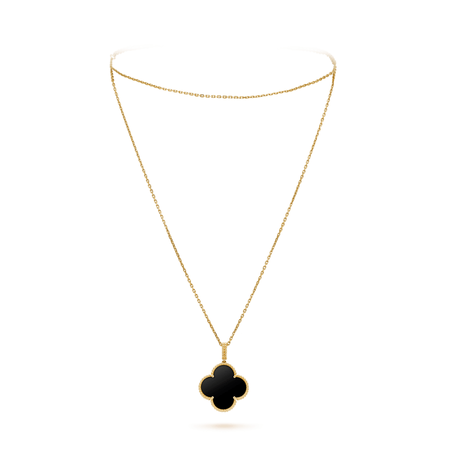 ¡®Twinkle jewelry¡¯CLOVER 25MM GOLD ONYX BIG CLOVER NECKLACE