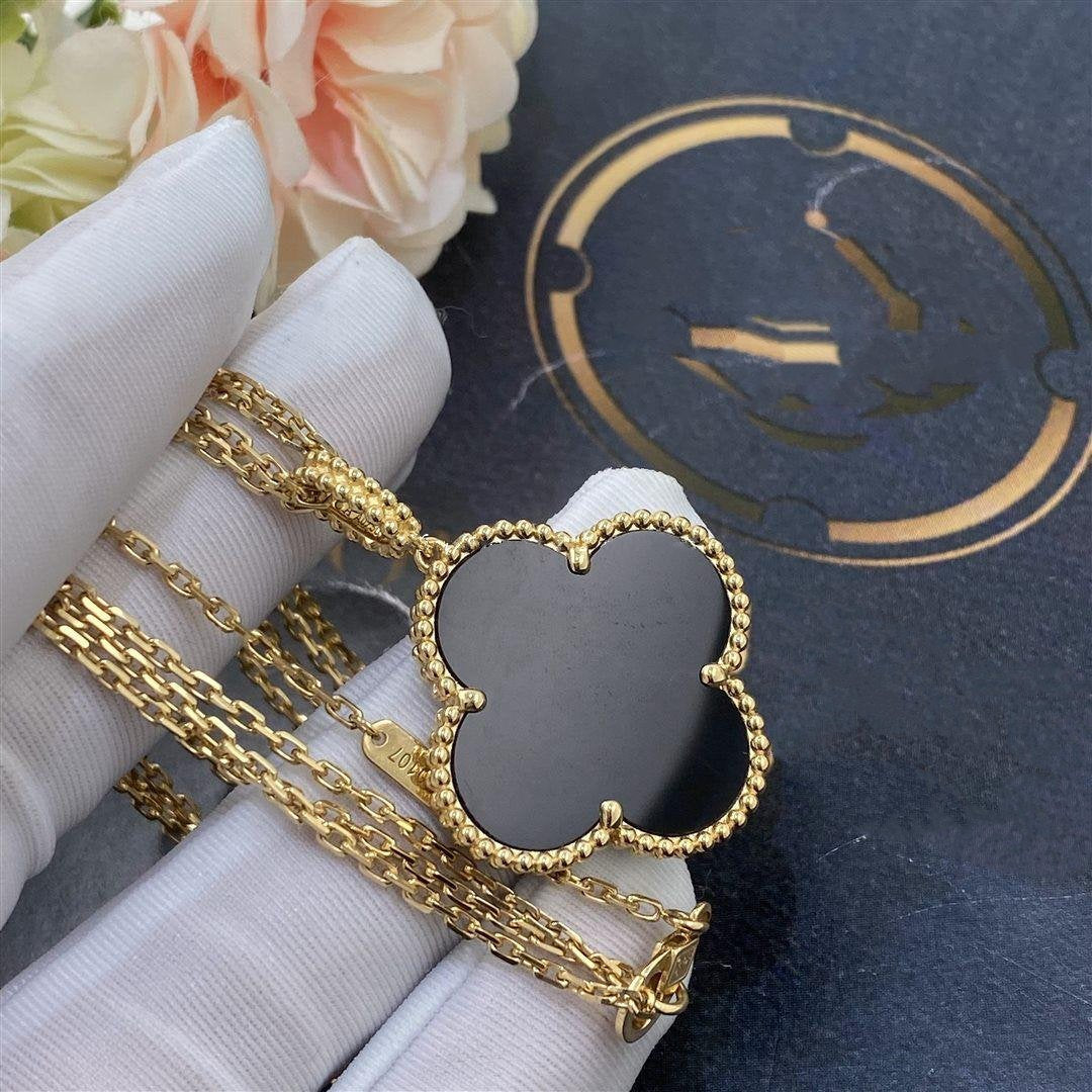 ¡®Twinkle jewelry¡¯CLOVER 25MM GOLD ONYX BIG CLOVER NECKLACE