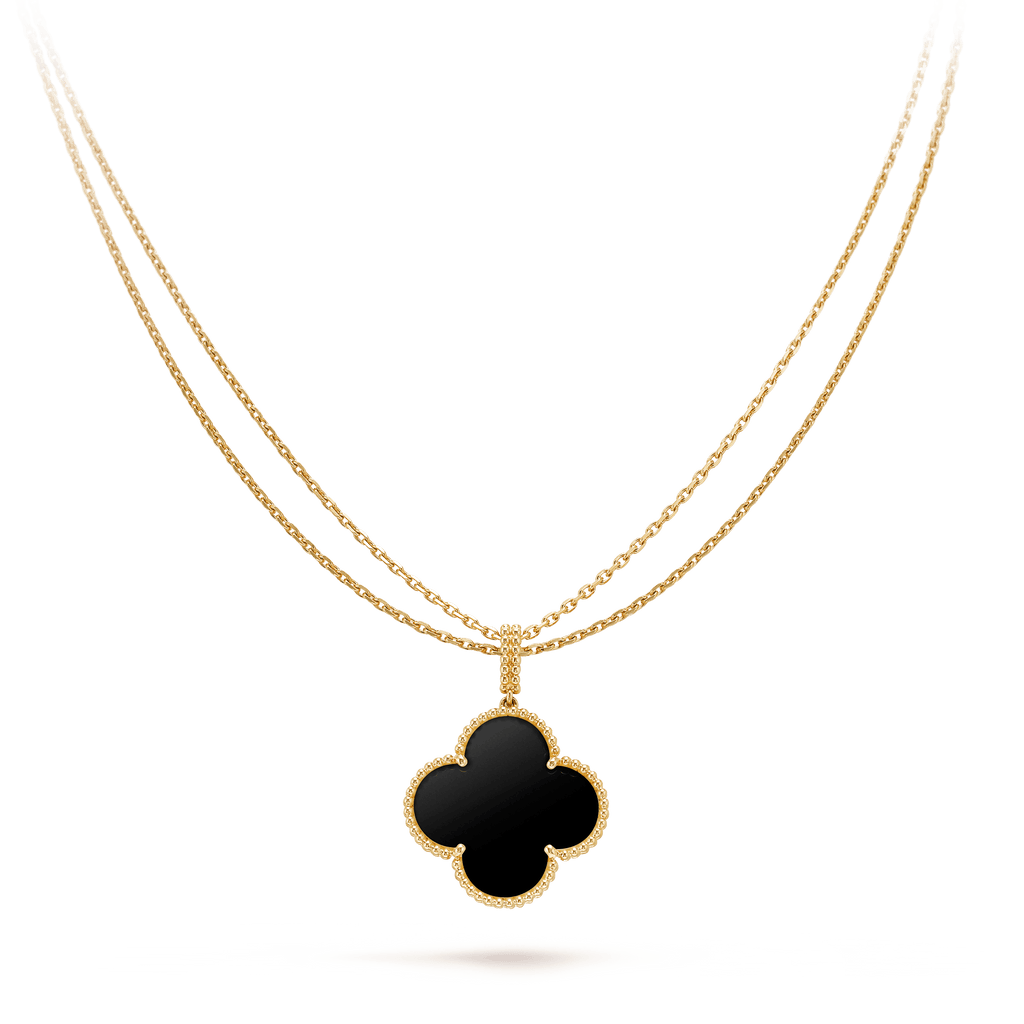 ¡®Twinkle jewelry¡¯CLOVER 25MM GOLD ONYX BIG CLOVER NECKLACE