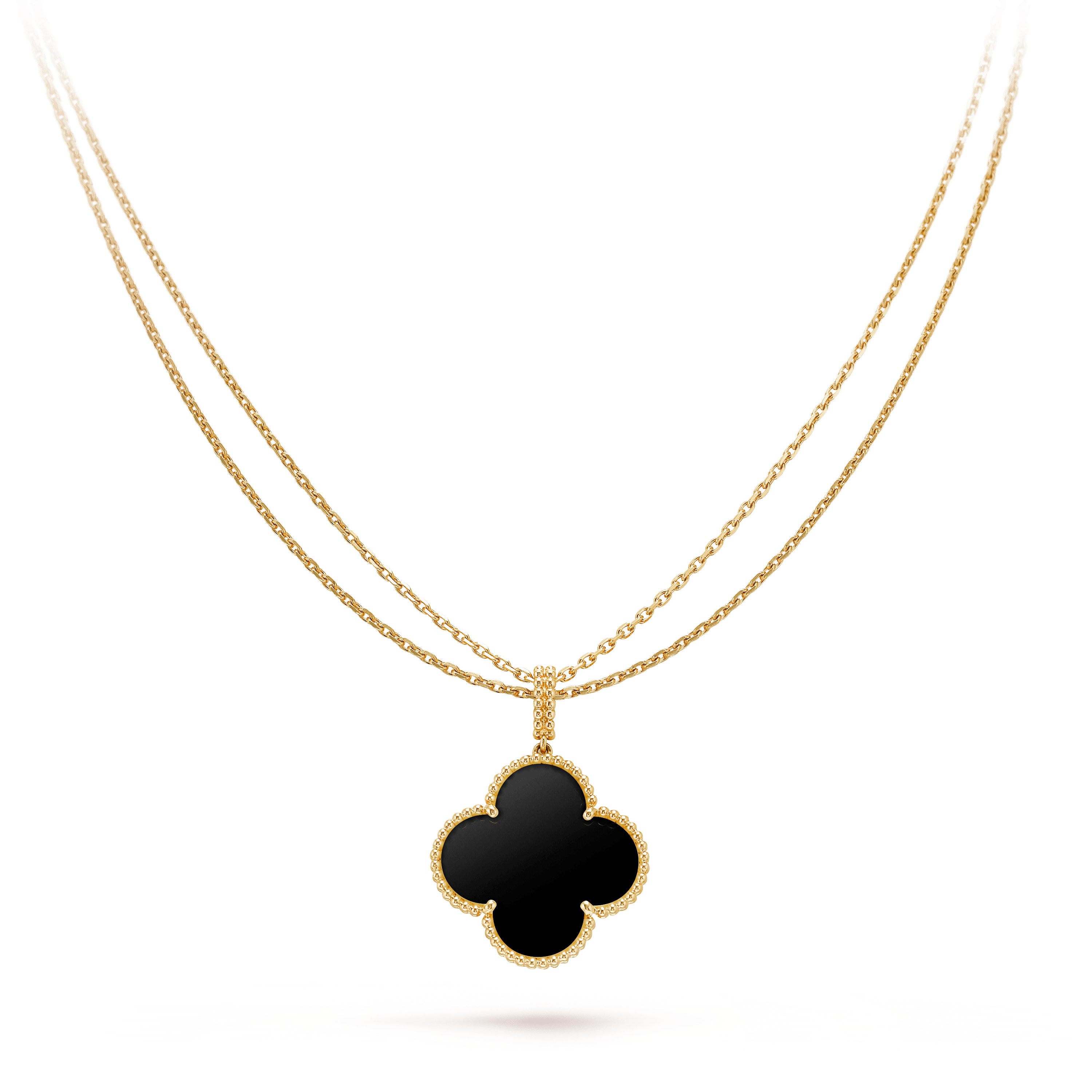 ¡®Twinkle jewelry¡¯CLOVER 25MM GOLD ONYX BIG CLOVER NECKLACE