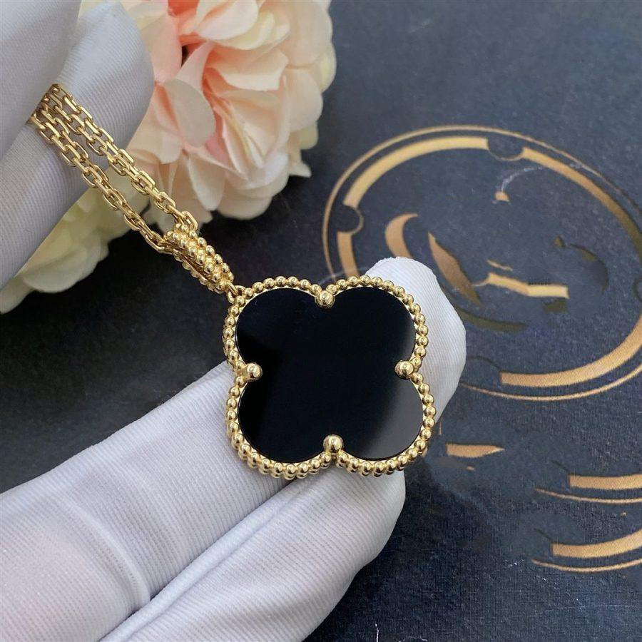 ¡®Twinkle jewelry¡¯CLOVER 25MM GOLD ONYX BIG CLOVER NECKLACE