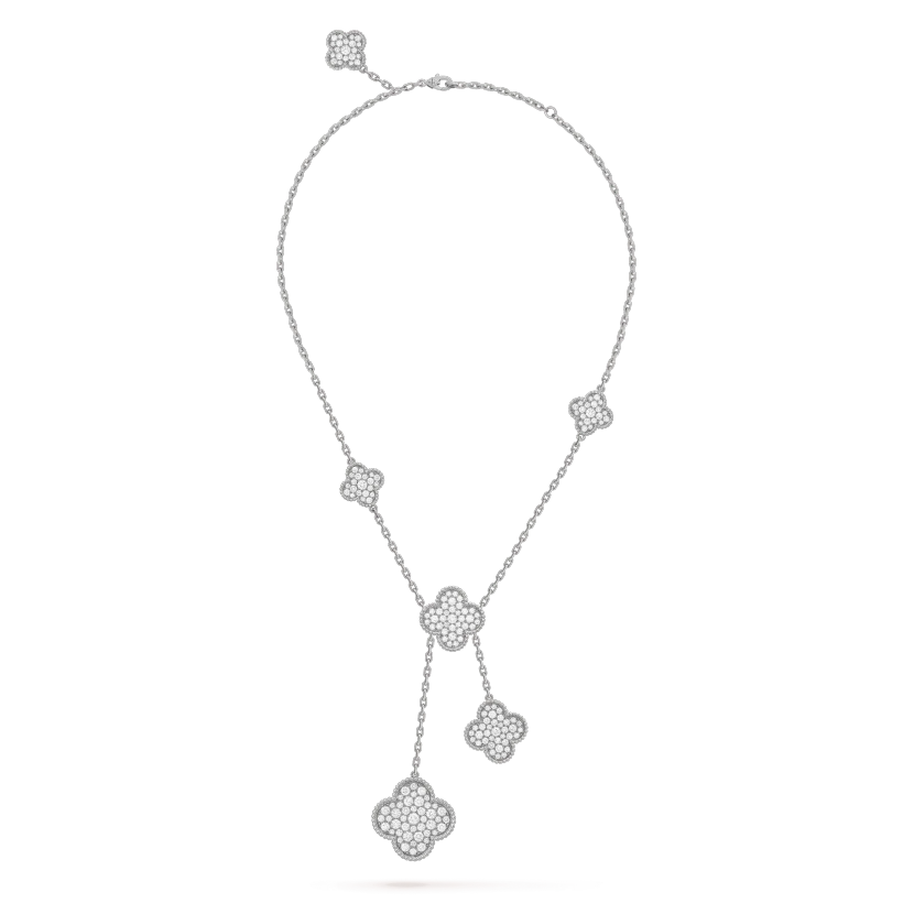 ¡®Twinkle jewelry¡¯CLOVER 5 MOTIFS SILVER DIAMONDS NECKLACE