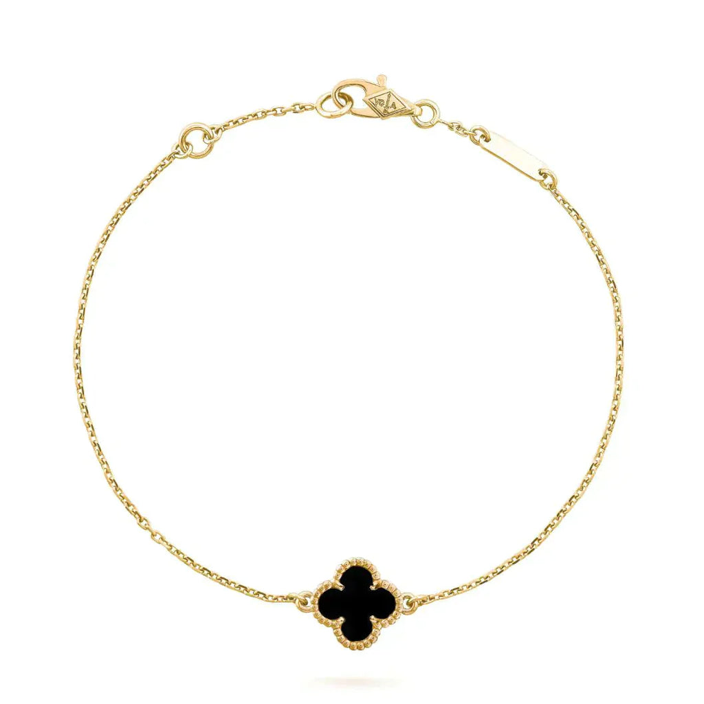 ¡®Twinkle jewelry¡¯CLOVER ONYX SINGLE FLOWER BRACELET