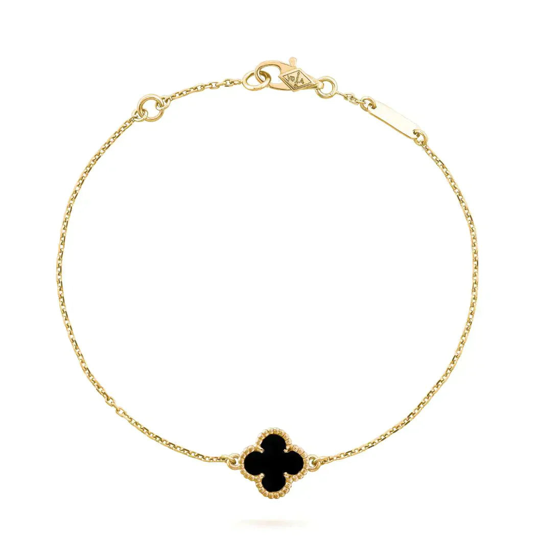 ¡®Twinkle jewelry¡¯CLOVER ONYX SINGLE FLOWER BRACELET