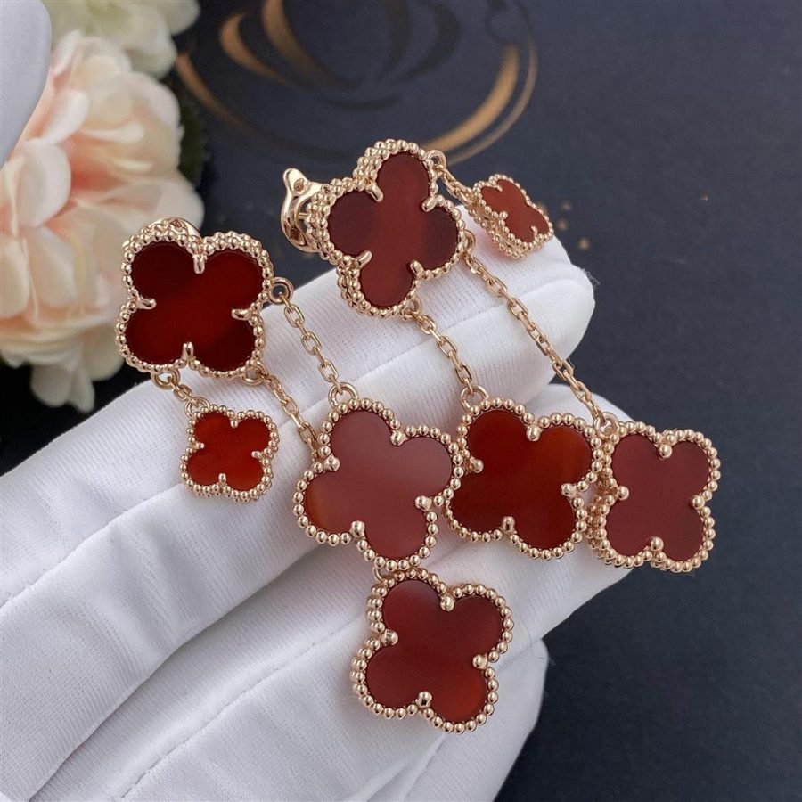 ¡®Twinkle jewelry¡¯CLOVER EARRINGS CARNELIAN 4 MOTIFS PINK GOLD