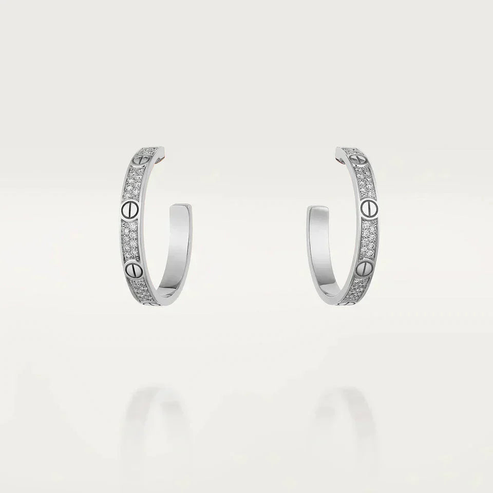 ¡®Twinkle jewelry¡¯LOVE DIAMOND SILVER HOOP EARRINGS