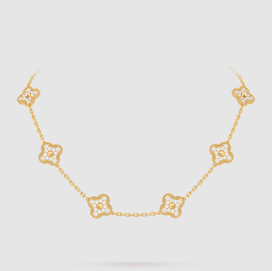 [¡®Twinkle jewelry¡¯]CLOVER 10 MOTIFS FULL DIAMOND NECKLACE