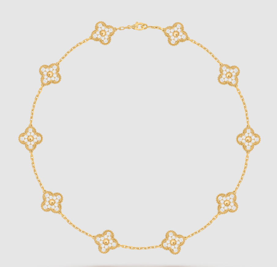 [¡®Twinkle jewelry¡¯]CLOVER 10 MOTIFS FULL DIAMOND NECKLACE