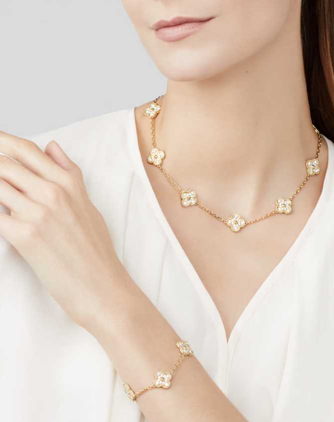 [¡®Twinkle jewelry¡¯]CLOVER 10 MOTIFS FULL DIAMOND NECKLACE