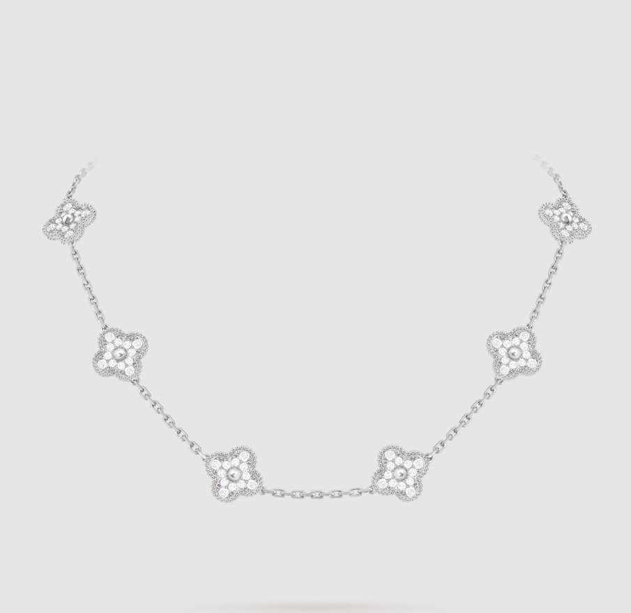 [¡®Twinkle jewelry¡¯]CLOVER 10 MOTIFS FULL DIAMOND NECKLACE