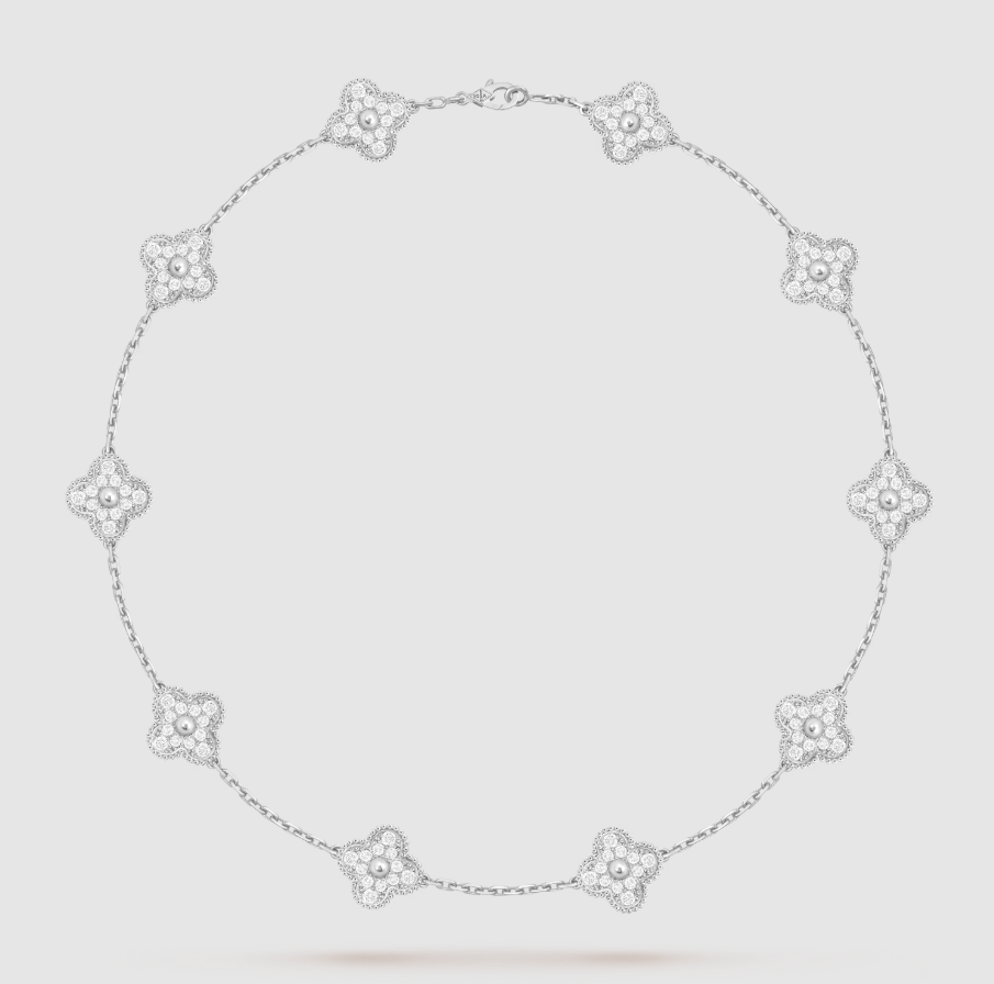 [¡®Twinkle jewelry¡¯]CLOVER 10 MOTIFS FULL DIAMOND NECKLACE