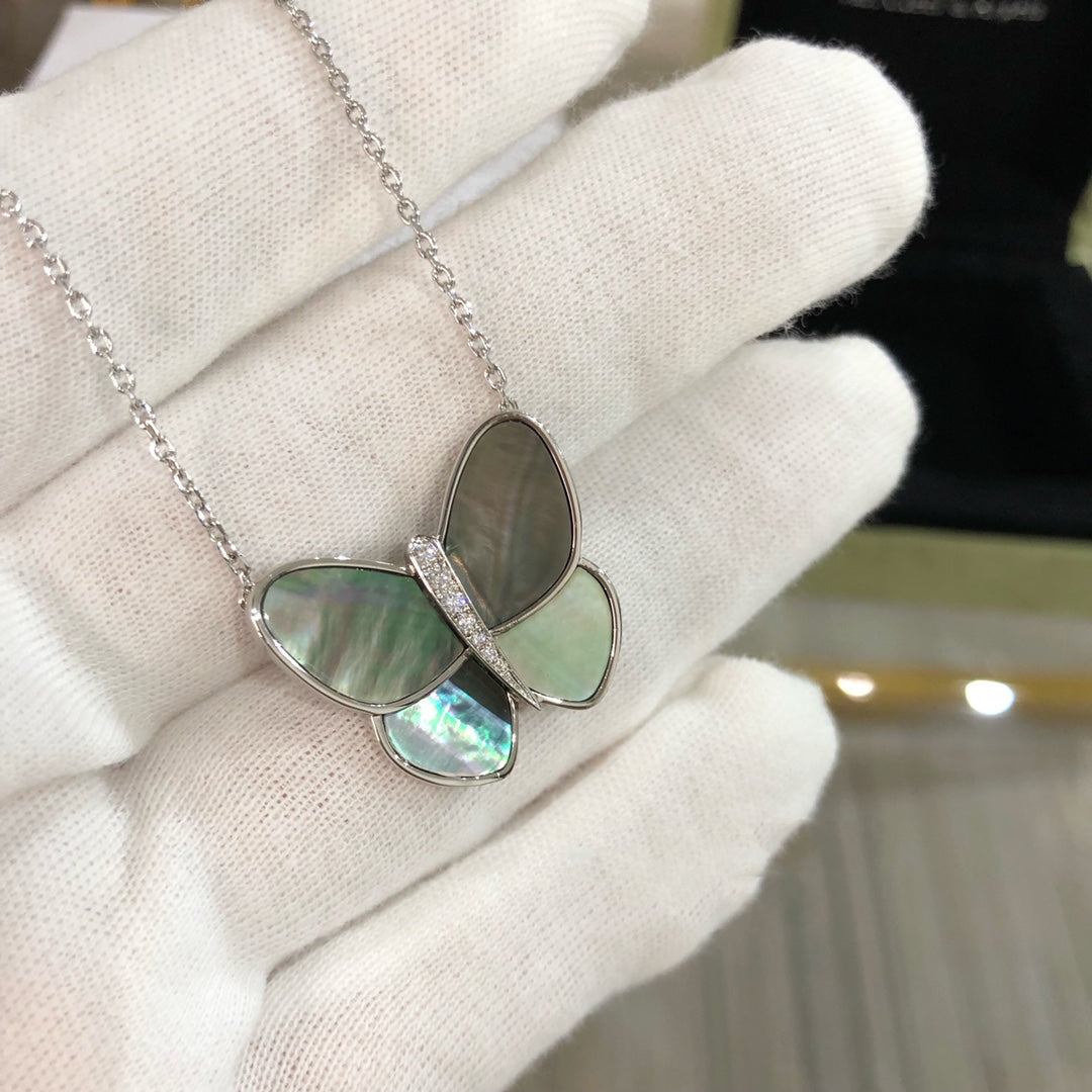 ¡®Twinkle jewelry¡¯LARGE BUTTERFLY SILVER PENDANT DIAMOND NECKLACE