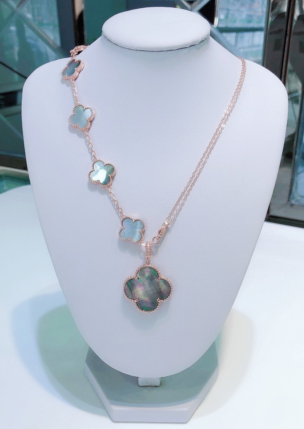 ¡®Twinkle jewelry¡¯COMBINED BRACELET 5 MOTIFS AND NECKLACE DARK MOP ROSE GOLD