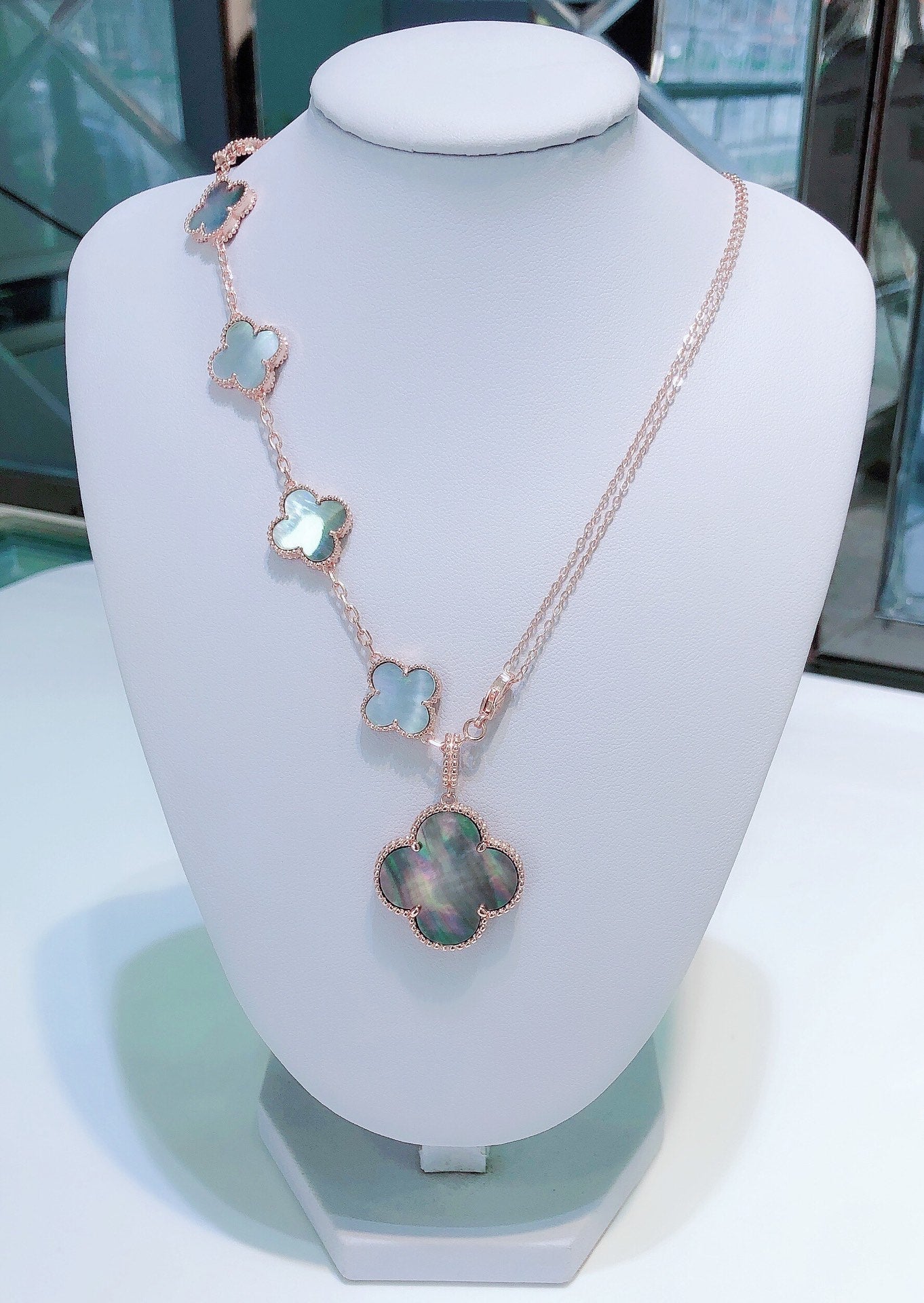 ¡®Twinkle jewelry¡¯COMBINED BRACELET 5 MOTIFS AND NECKLACE DARK MOP ROSE GOLD