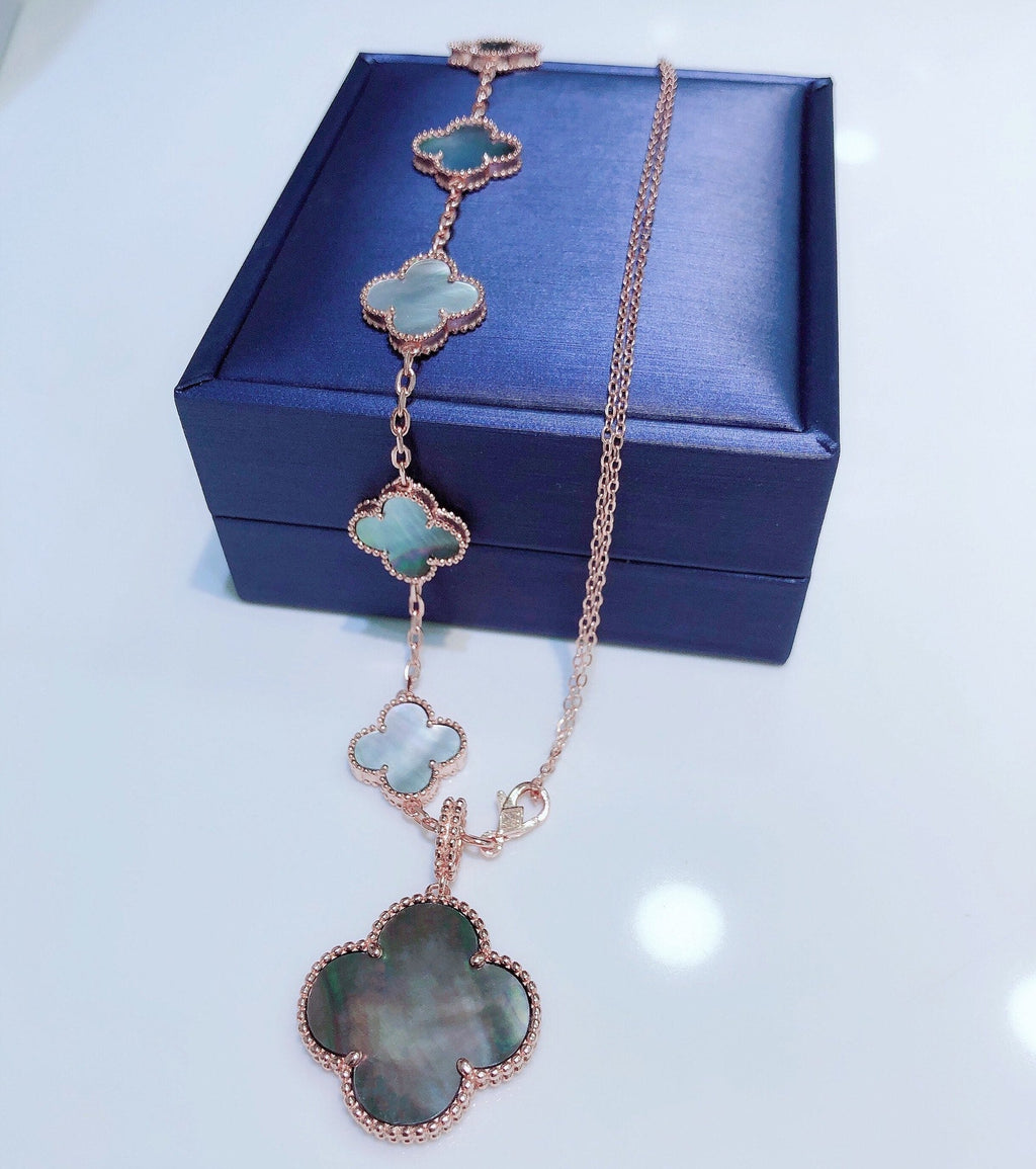 ¡®Twinkle jewelry¡¯COMBINED BRACELET 5 MOTIFS AND NECKLACE DARK MOP ROSE GOLD