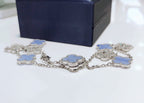 ¡®Twinkle jewelry¡¯CLOVER 10 MOTIFS CHALCEDONY DIAMONDS SILVER NECKLACE