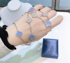 ¡®Twinkle jewelry¡¯CLOVER 10 MOTIFS CHALCEDONY DIAMONDS SILVER NECKLACE