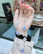 ¡®Twinkle jewelry¡¯CLOVER 10 MOTIFS CHALCEDONY DIAMONDS SILVER NECKLACE