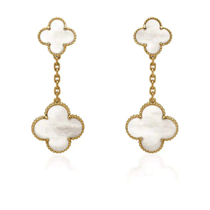 ¡®Twinkle jewelry¡¯CLOVER 2 MOTIF WHITE MOP EARRINGS