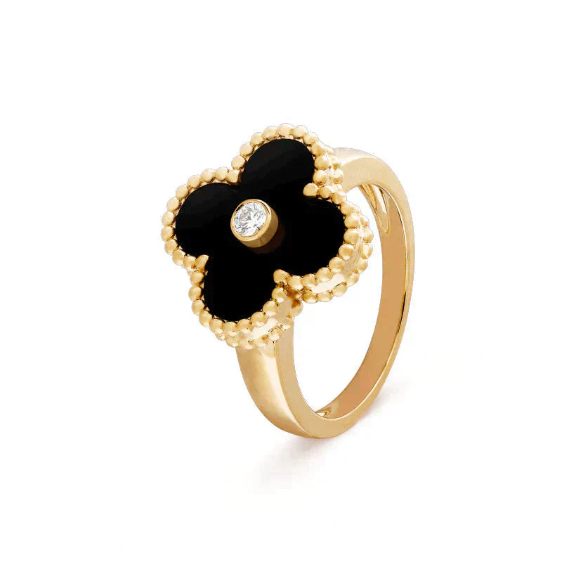 ¡®Twinkle jewelry¡¯CLOVER ONYX RING GOLD DIAMOND